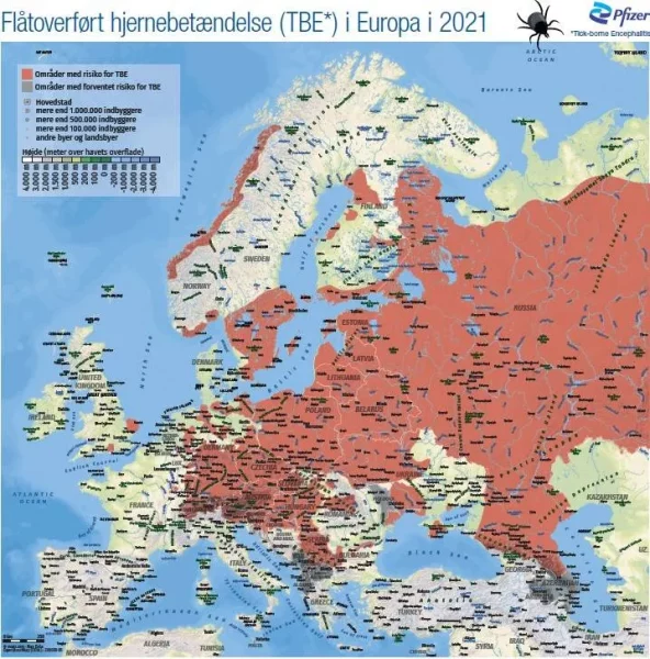 TBE risikokort i Europa